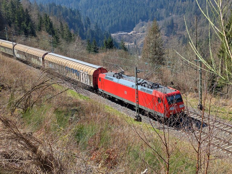 Triberg Bahnerlebnispfad 162 oberer Dreibahnenblick Gueterzug 2025 gje 768x578