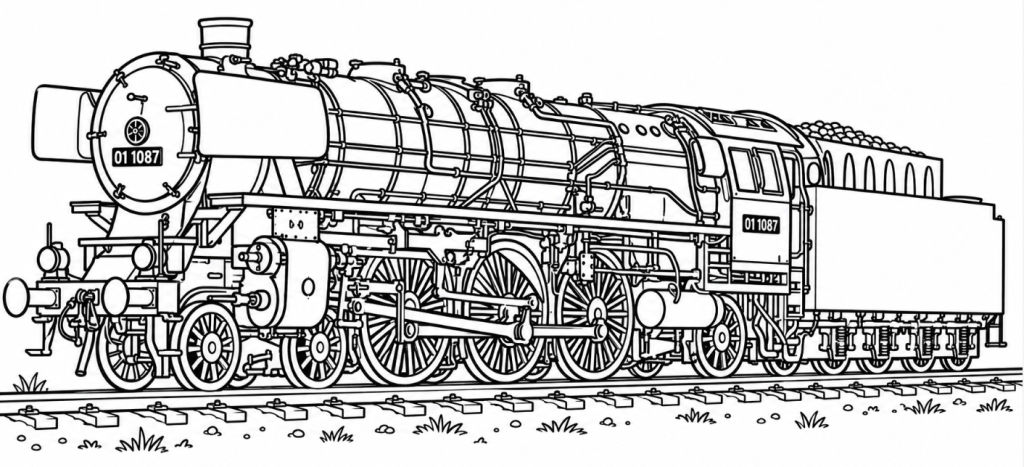Eisenbahn Ausmalbild Dampflok BR 01 kostenlos